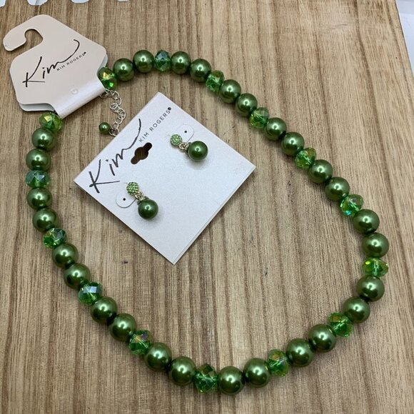 Kim Rodgers NWT Beaded Green Necklace & Earring Set - Picture 2 of 7